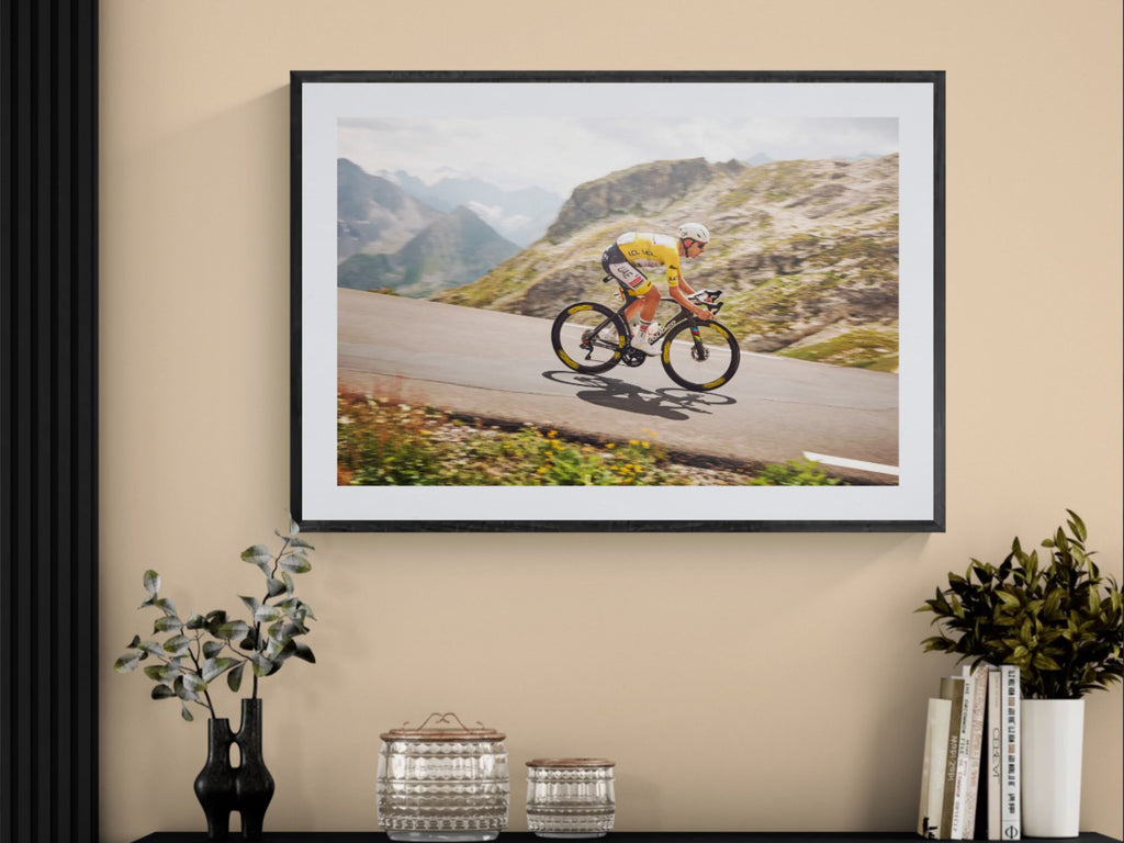 Tadej Pogačar Tour de France print framed on wall with decor